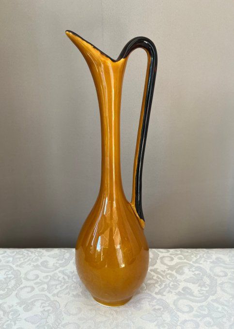 Ancien vase pichet / soliflore en céramique estampillé Cigogne par Claude Paci