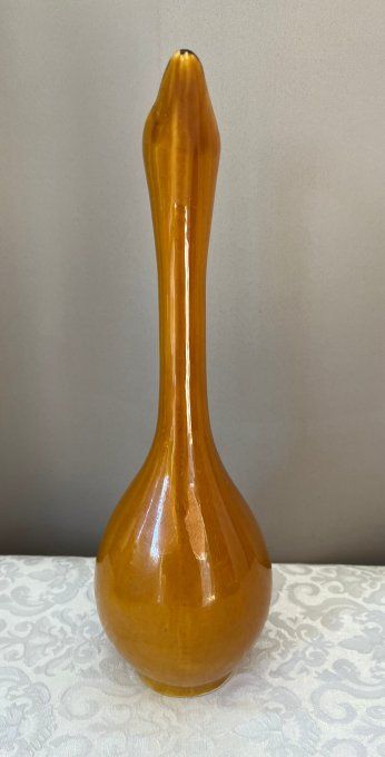 Ancien vase pichet / soliflore en céramique estampillé Cigogne par Claude Paci