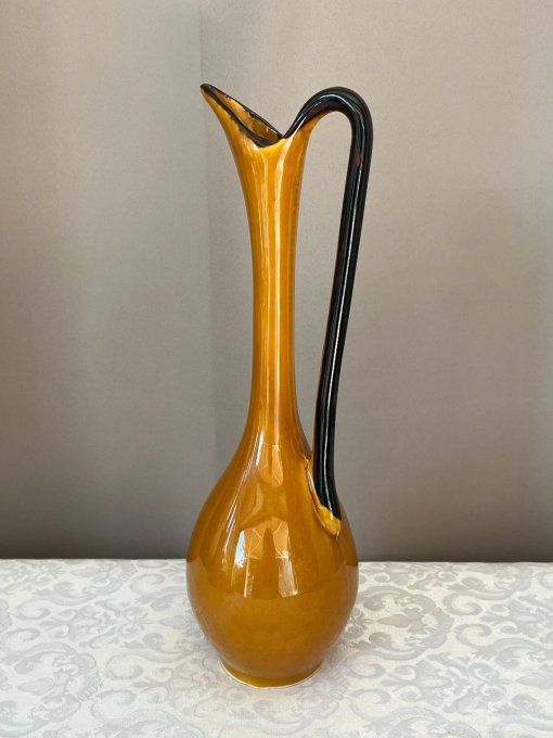 Ancien vase pichet / soliflore en céramique estampillé Cigogne par Claude Paci
