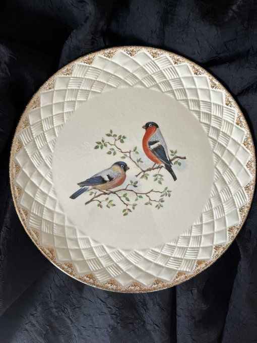 Ancienne assiette au décor d'oiseaux, Saint Amand, Ceranord