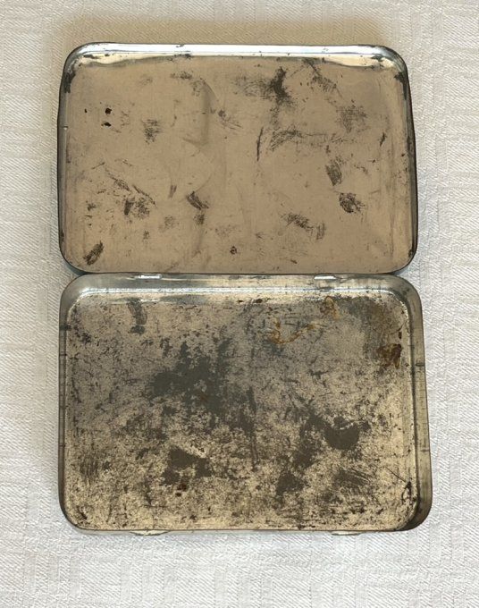 Ancienne boîte anglaise, en métal lithographié Romac - Kit réparation vintage - 1950.