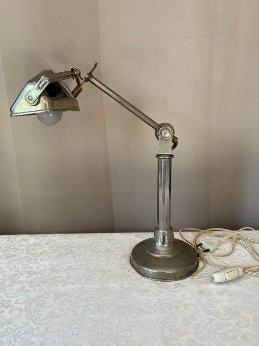 Ancienne lampe de bureau Art Deco Pirouett des années 30, à bras orientable.