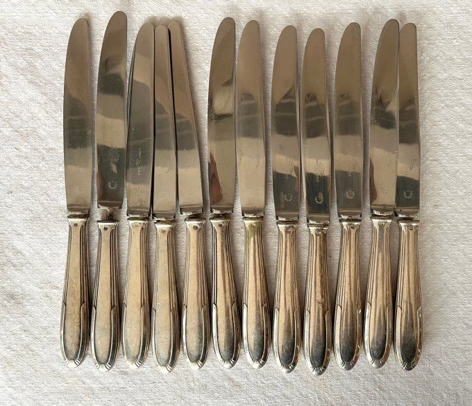 Ancienne ménagère en métal argenté, art déco, 84 pièces, poiçon Albert Frionnet