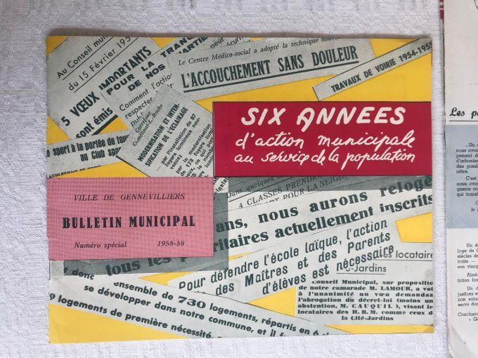 Anciens papiers de 1956 / 58 sur la ville de Gennevilliers