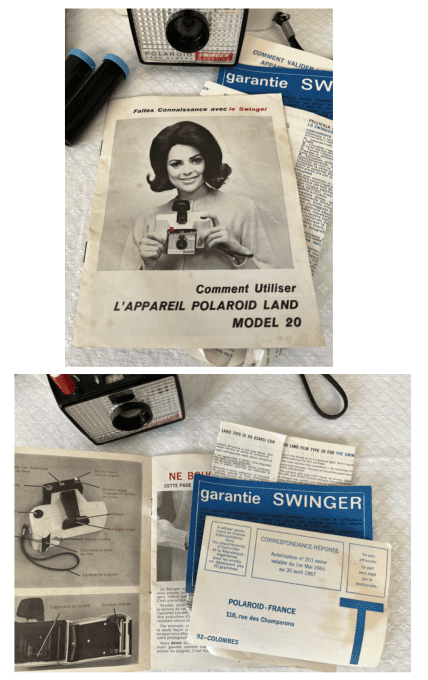 Appareil photo Polaroid Swinger Model 20 dans son carton d'origine, Vintage