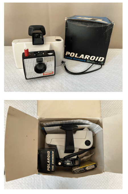 Appareil photo Polaroid Swinger Model 20 dans son carton d'origine, Vintage