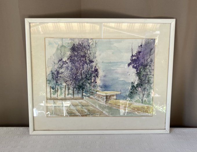 Aquarelle sous cadre signée E. Ferrero
