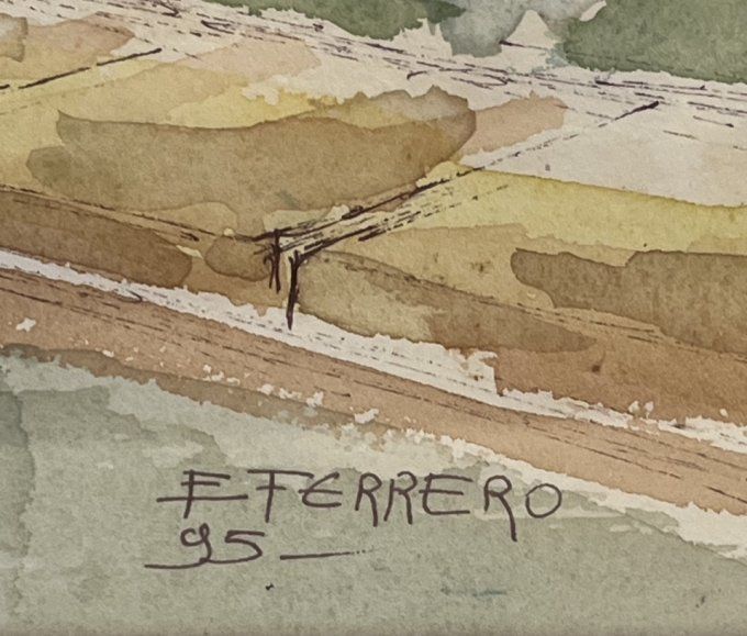 Aquarelle sous cadre signée E. Ferrero