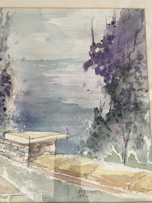 Aquarelle sous cadre signée E. Ferrero