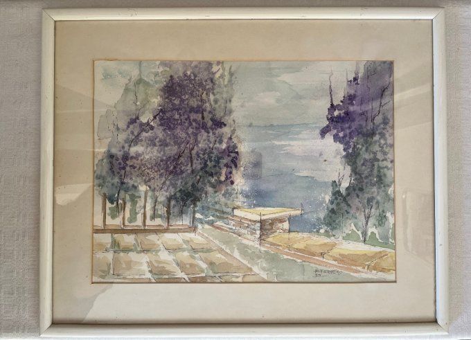 Aquarelle sous cadre signée E. Ferrero