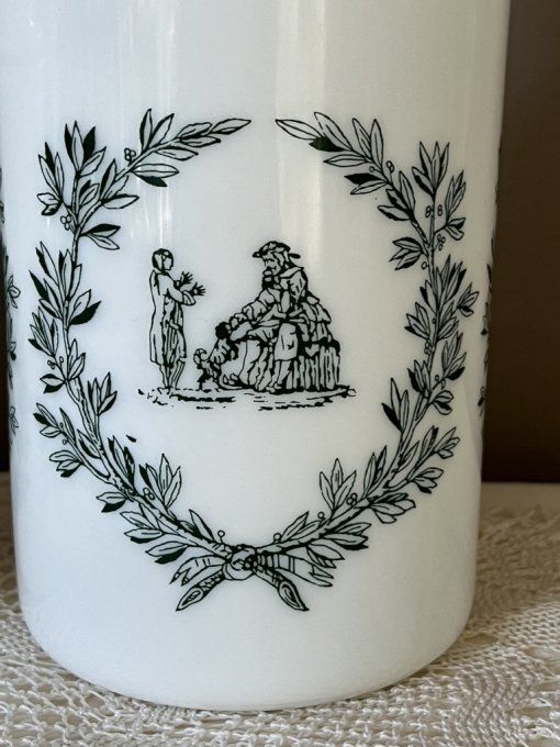 Ensemble de 3 bocaux de type apothicaire en verre d'opale blanc, Vintage, 2 grands et 1 petit 