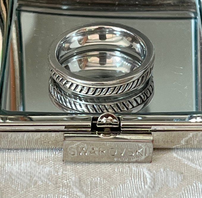 Bague anneau Fossil en acier inoxydable, motif torsadé, Neuve