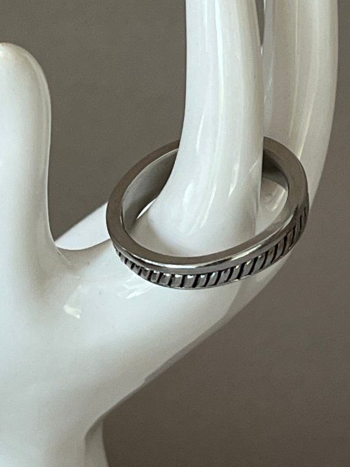 Bague anneau Fossil en acier inoxydable, motif torsadé, Neuve