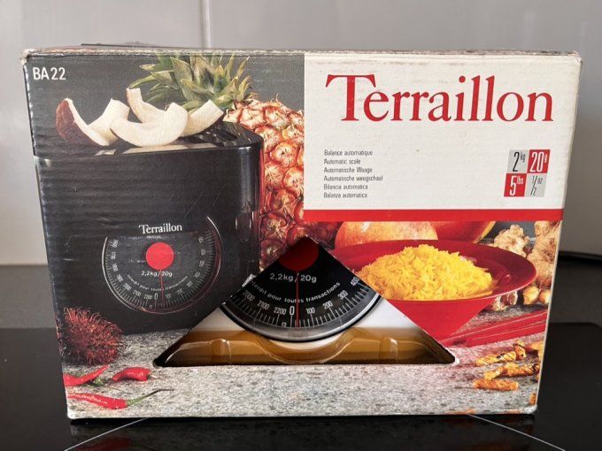 Balance de cuisine blanche, Teraillon vintage, carton d'origine, Années 80