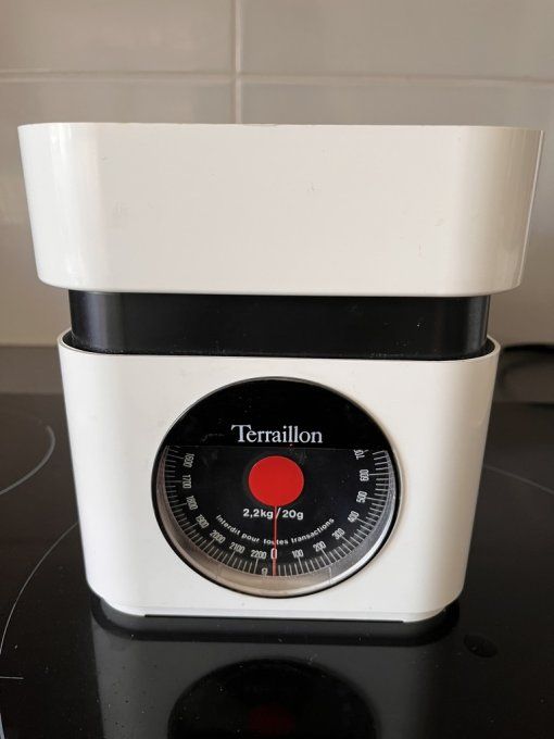 Balance de cuisine blanche, Teraillon vintage, carton d'origine, Années 80