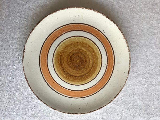 Beau plat à tarte vintage, céramique de Gien modèle Etna