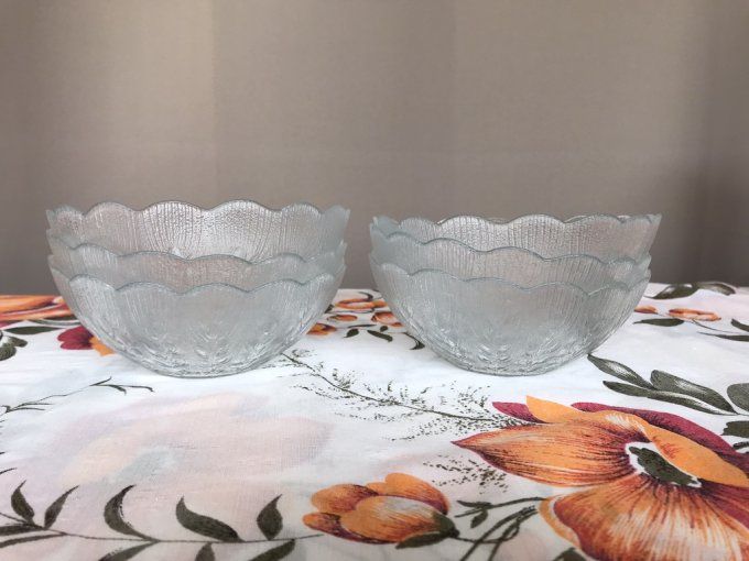 Bel ensemble de 6 coupelles en verre ARC , Vintage