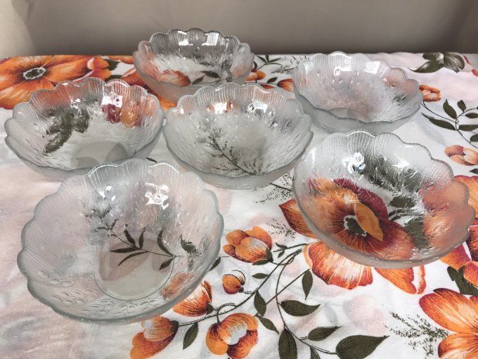 Bel ensemble de 6 coupelles en verre ARC , Vintage