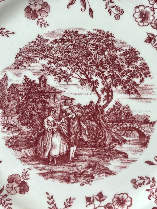 Belle assiette italienne, décor romantique,  Quadrifoglio des années 70, design Franco Giorgi.