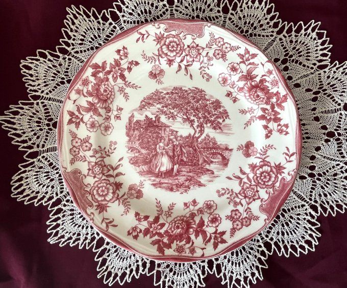 Belle assiette italienne, décor romantique,  Quadrifoglio des années 70, design Franco Giorgi.