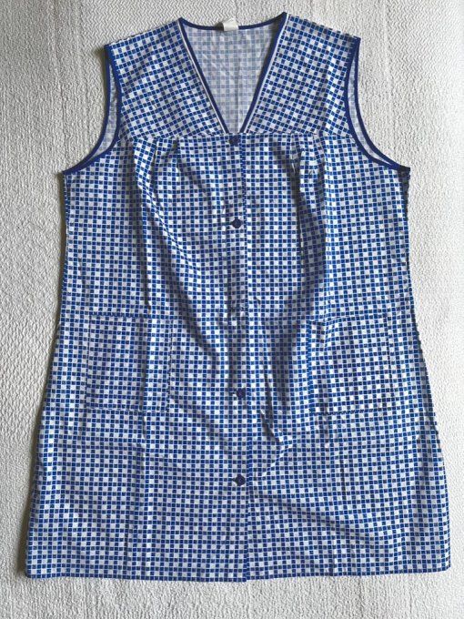 Blouse vintage, tablier à petits carreaux bleus et blancs style vichy,  Neuf