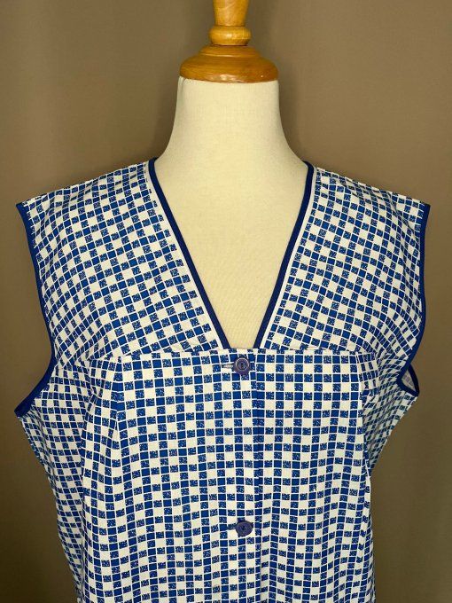Blouse vintage, tablier à petits carreaux bleus et blancs style vichy,  Neuf