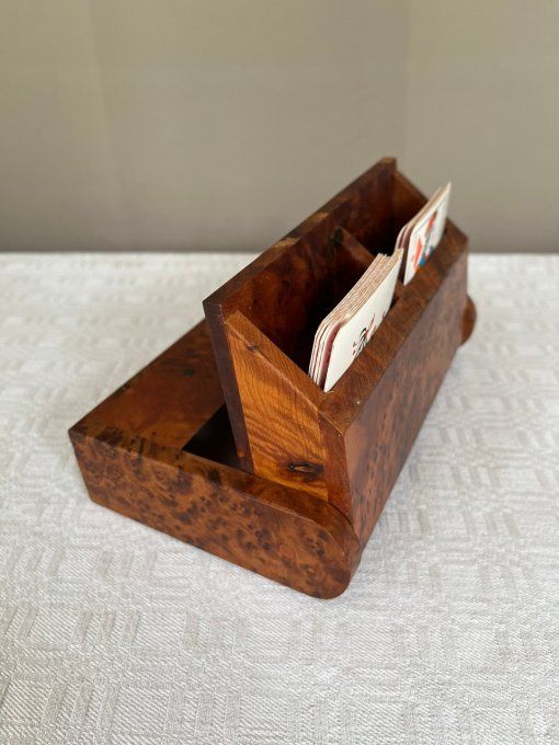 Boite en bois de thuya,  présentoir de jeux de cartes à jouer