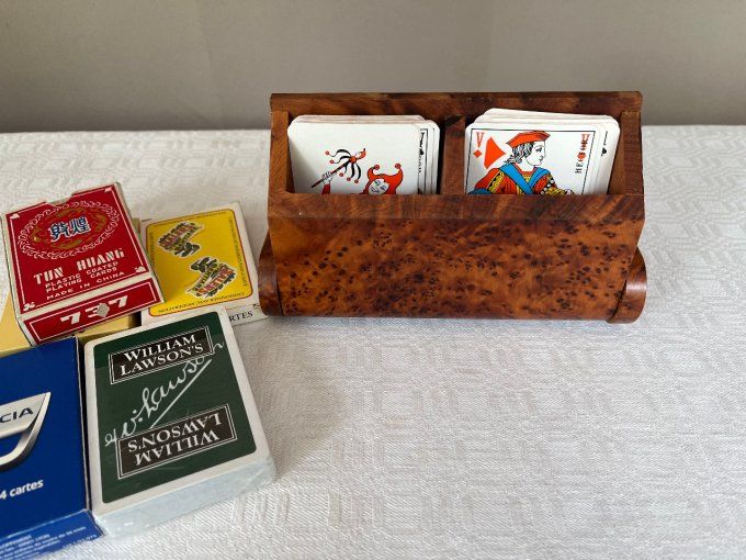 Boite en bois de thuya,  présentoir de jeux de cartes à jouer