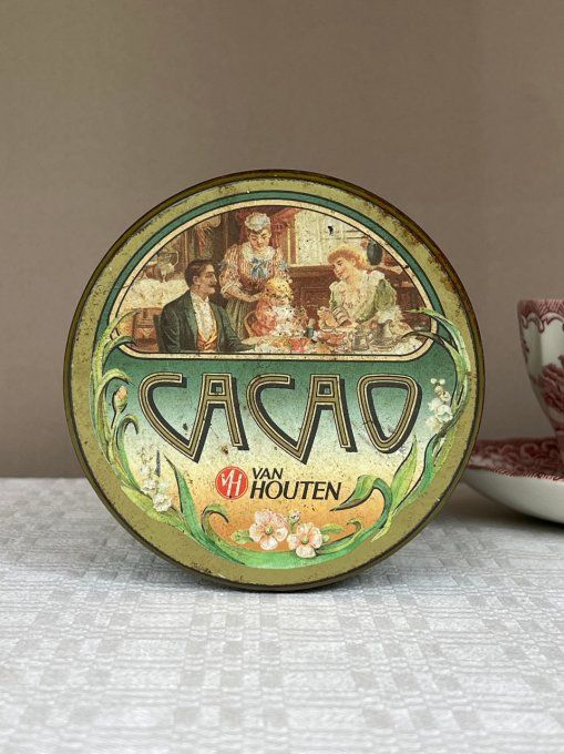 Boite publicitaire en métal Cacao de Van Houten, vintage