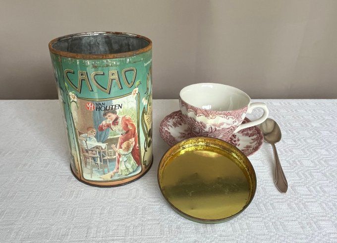 Boite publicitaire en métal Cacao de Van Houten, vintage