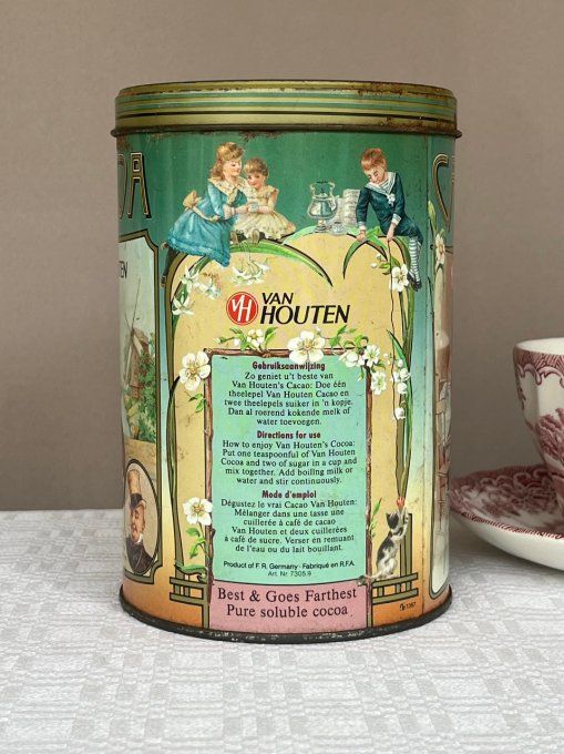 Boite publicitaire en métal Cacao de Van Houten, vintage