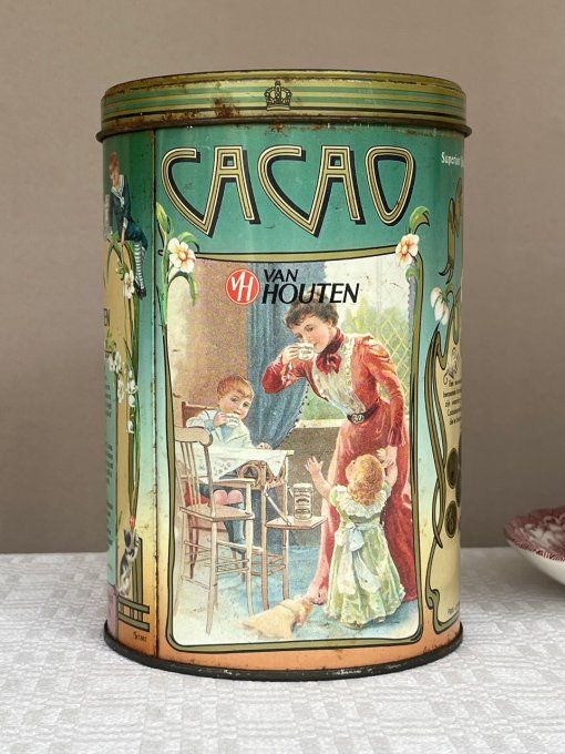 Boite publicitaire en métal Cacao de Van Houten, vintage