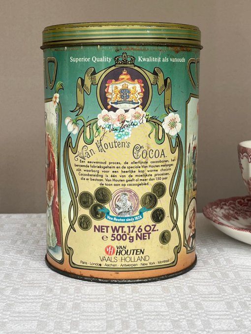 Boite publicitaire en métal Cacao de Van Houten, vintage