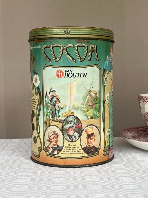 Boite publicitaire en métal Cacao de Van Houten, vintage