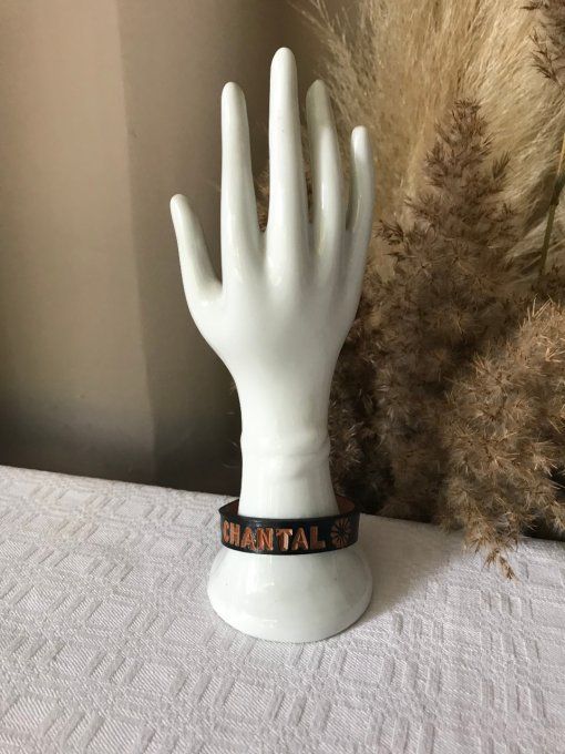 Bracelet cuir vintage, gravé avec le prénom Chantal