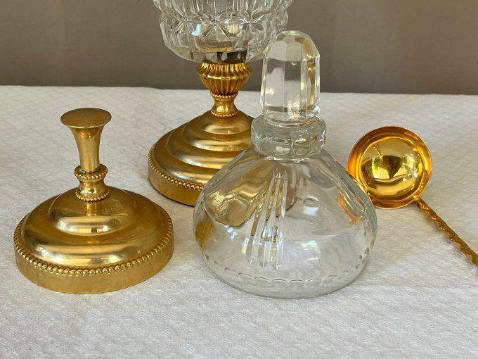 Carafe, pot pour fruits à l'alcool, avec 2 couvercles et sa louche, vintage
