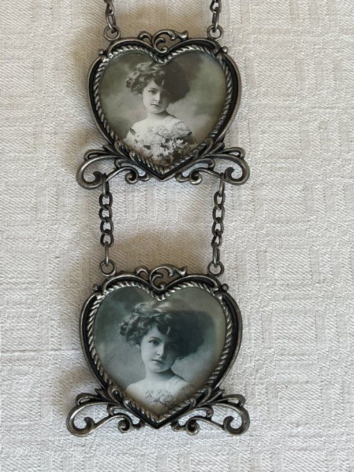 Cadre photos, triptyque, médaillons en forme de coeur