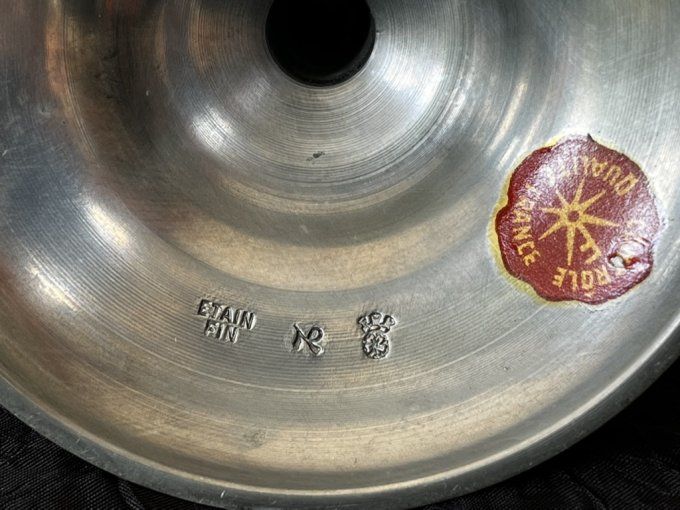 Candélabre vintage à trois branches en étain fin d'art français