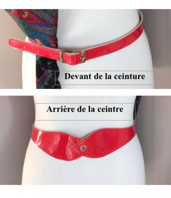 Ceinture vinyle rouge vintage avec détail à l'arrière, Neuve