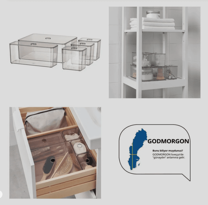 Ensemble de 5 boîtes de rangement avec couvercle Ikea Godmorgon - Neuf