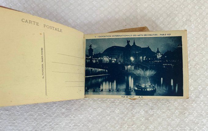 Carnet de 16 cartes postales, Album souvenir, Exposition des arts décoratifs, Paris 1925