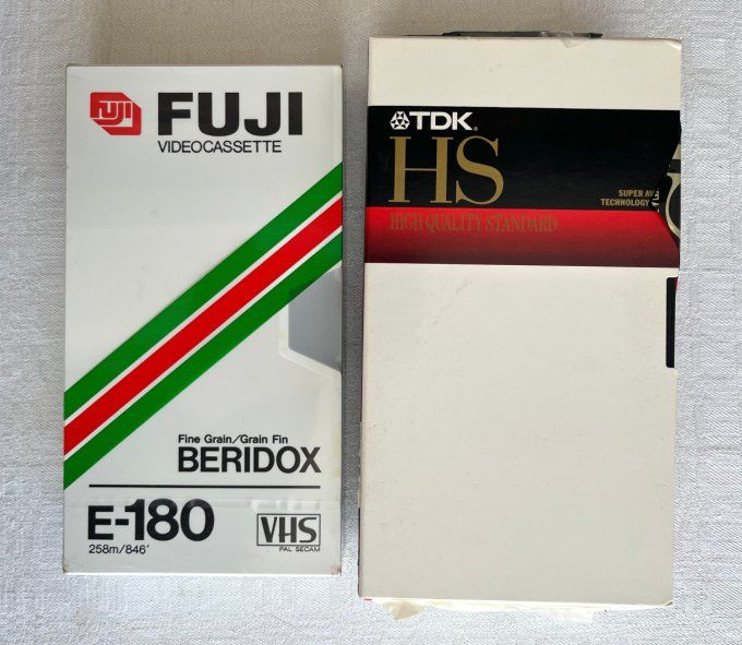 Cassettes vidéo VHS vintage, neuves sous cello, nombreuses durées aux choix