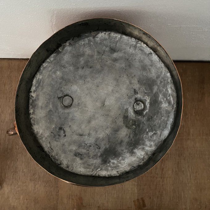 Chaudron en cuivre ancien, avec anse et couvercle – Objet déco