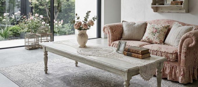 Grand Chemin de Table Ancien en Dentelle de Luxeuil / Renaissance - Style Art Nouveau - 140 cm