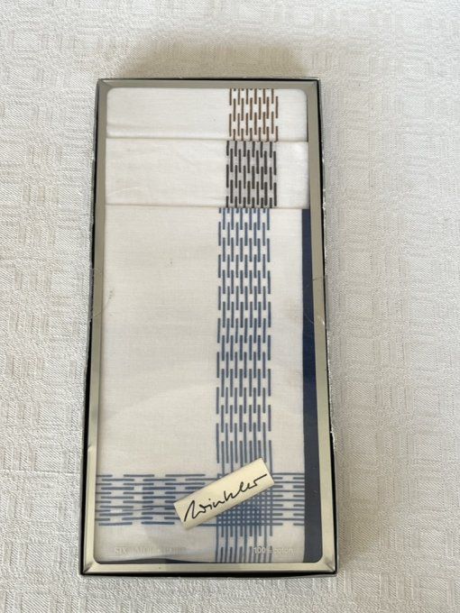 Coffret de 6 grands mouchoirs Winkler en coton motifs graphiques colorés, Neufs