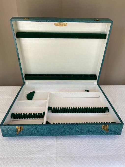 Coffret Manufrance, écrin vide pour ménagère en métal argenté de 49 pièces