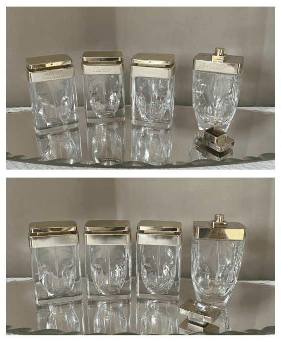 Collection de 4 flacons de parfum vides, Cartier, La Panthère