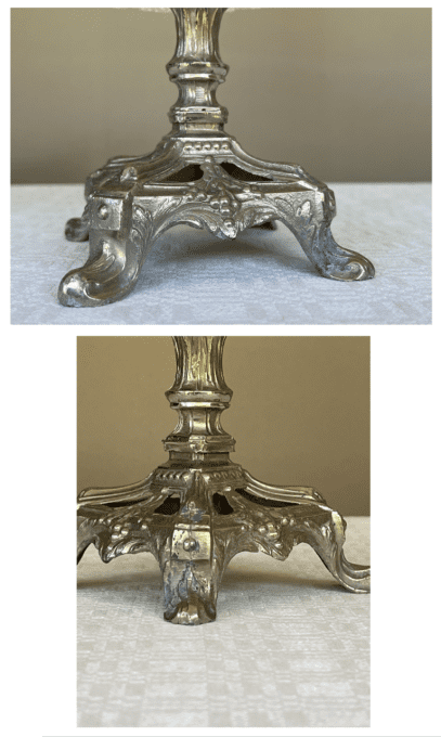 Coupe à fruit, centre de table en verre moulé-pressé à joli décor