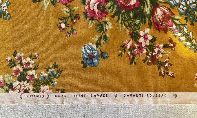 Coupons de tissu vintage "Rebecca" – Laurent Stève pour Boussac, années 1960 – Motif floral rare