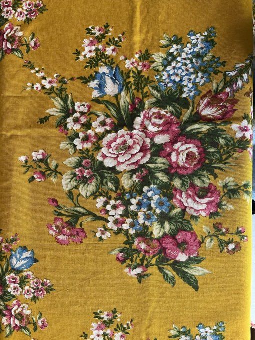 Coupons de tissu vintage "Rebecca" – Laurent Stève pour Boussac, années 1960 – Motif floral rare